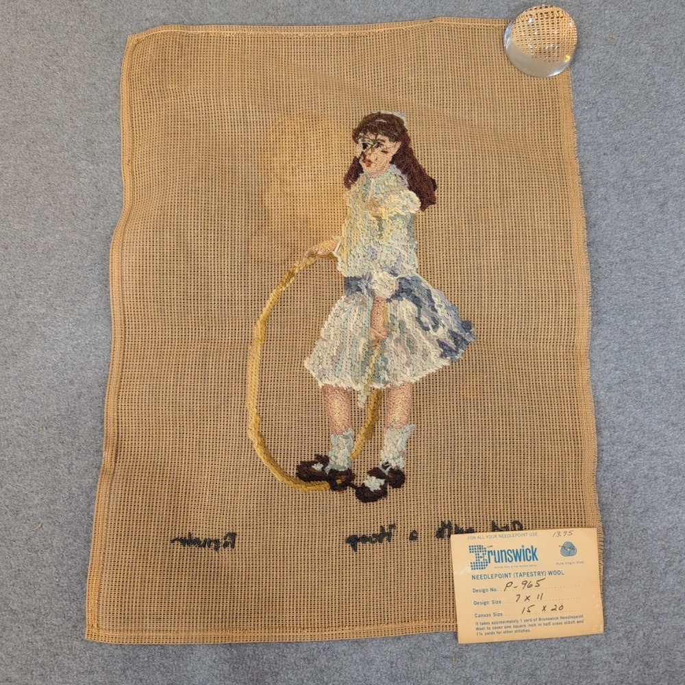 Brunswick Needlepoint Canvas Renoir Girl with a Hoop P-965 Made in Madeira - Picture 4 of 5